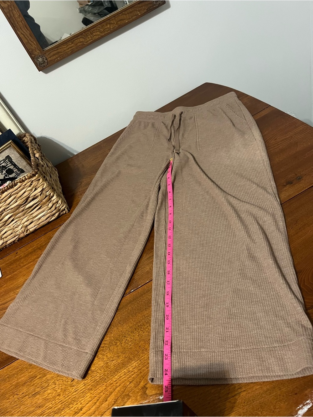 Lou & Grey Cozy Waffle-Knit Pants in Taupe Brown